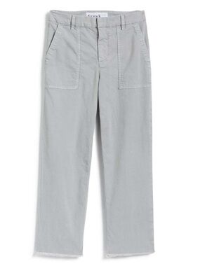 Frank & Eileen Blackstone Cropped Wide Leg Fray Hem Utility Pants 6 Dime Gray
